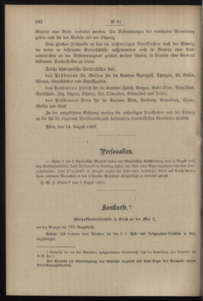 Post- und Telegraphen-Verordnungsblatt für das Verwaltungsgebiet des K.-K. Handelsministeriums 19070820 Seite: 2