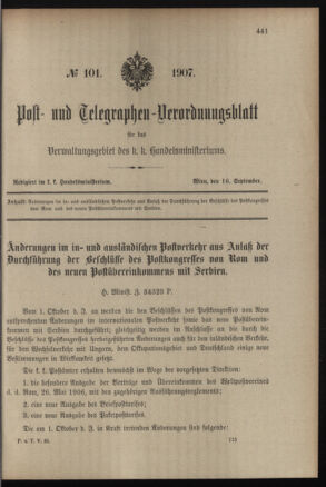 Post- und Telegraphen-Verordnungsblatt für das Verwaltungsgebiet des K.-K. Handelsministeriums