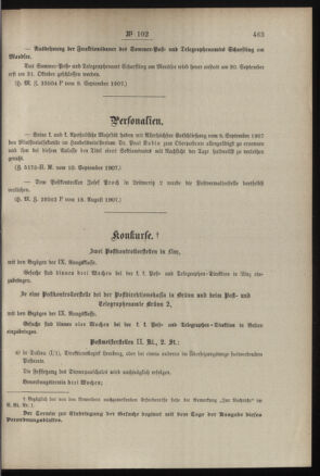 Post- und Telegraphen-Verordnungsblatt für das Verwaltungsgebiet des K.-K. Handelsministeriums 19070919 Seite: 5