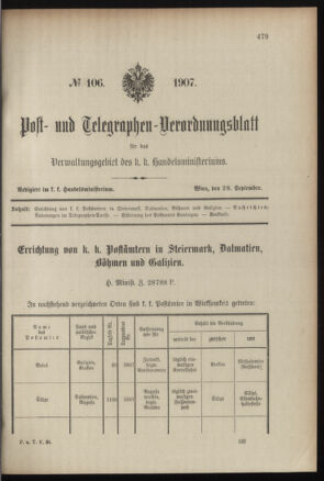 Post- und Telegraphen-Verordnungsblatt für das Verwaltungsgebiet des K.-K. Handelsministeriums