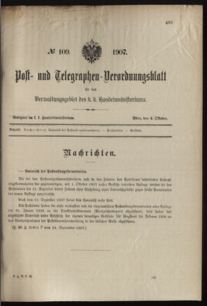 Post- und Telegraphen-Verordnungsblatt für das Verwaltungsgebiet des K.-K. Handelsministeriums