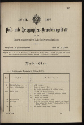 Post- und Telegraphen-Verordnungsblatt für das Verwaltungsgebiet des K.-K. Handelsministeriums