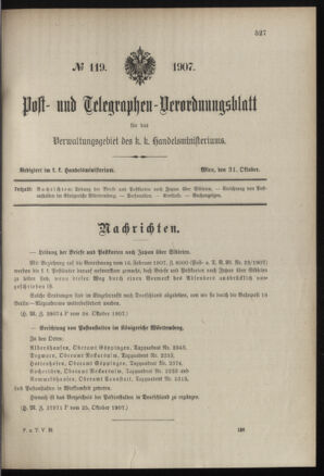 Post- und Telegraphen-Verordnungsblatt für das Verwaltungsgebiet des K.-K. Handelsministeriums