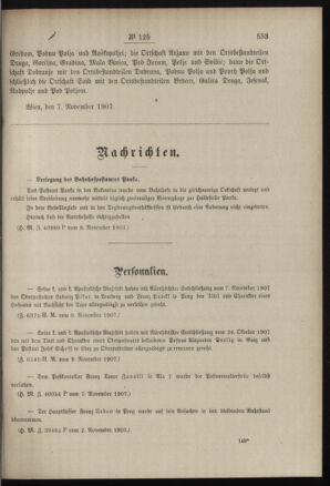 Post- und Telegraphen-Verordnungsblatt für das Verwaltungsgebiet des K.-K. Handelsministeriums 19071116 Seite: 3