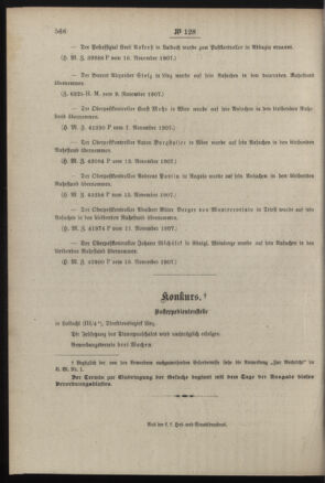 Post- und Telegraphen-Verordnungsblatt für das Verwaltungsgebiet des K.-K. Handelsministeriums 19071123 Seite: 4