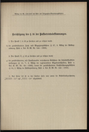 Post- und Telegraphen-Verordnungsblatt für das Verwaltungsgebiet des K.-K. Handelsministeriums 19071214 Seite: 11