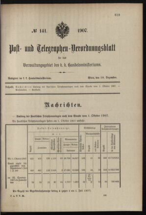 Post- und Telegraphen-Verordnungsblatt für das Verwaltungsgebiet des K.-K. Handelsministeriums