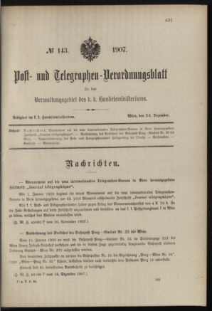 Post- und Telegraphen-Verordnungsblatt für das Verwaltungsgebiet des K.-K. Handelsministeriums