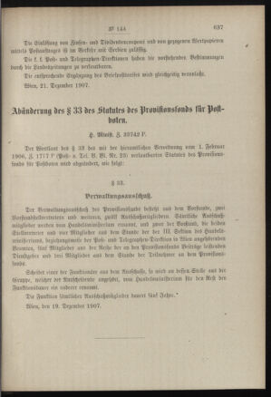 Post- und Telegraphen-Verordnungsblatt für das Verwaltungsgebiet des K.-K. Handelsministeriums 19071227 Seite: 3