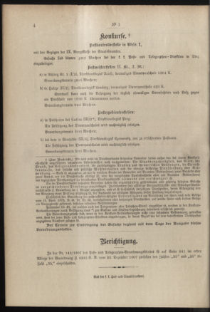 Post- und Telegraphen-Verordnungsblatt für das Verwaltungsgebiet des K.-K. Handelsministeriums 19080108 Seite: 4