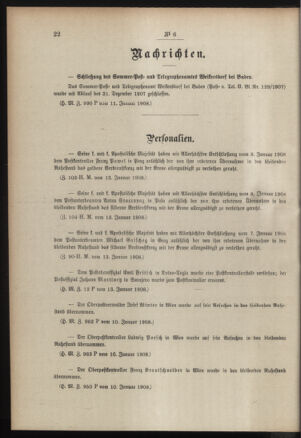 Post- und Telegraphen-Verordnungsblatt für das Verwaltungsgebiet des K.-K. Handelsministeriums 19080118 Seite: 2