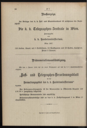 Post- und Telegraphen-Verordnungsblatt für das Verwaltungsgebiet des K.-K. Handelsministeriums 19080122 Seite: 4