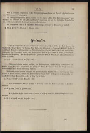 Post- und Telegraphen-Verordnungsblatt für das Verwaltungsgebiet des K.-K. Handelsministeriums 19080127 Seite: 3