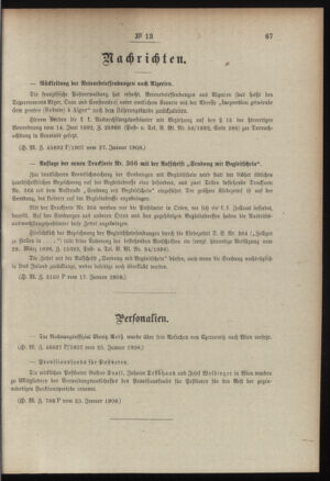 Post- und Telegraphen-Verordnungsblatt für das Verwaltungsgebiet des K.-K. Handelsministeriums 19080131 Seite: 7