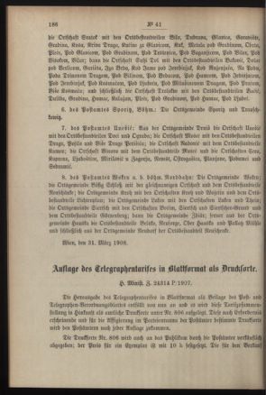 Post- und Telegraphen-Verordnungsblatt für das Verwaltungsgebiet des K.-K. Handelsministeriums 19080406 Seite: 4