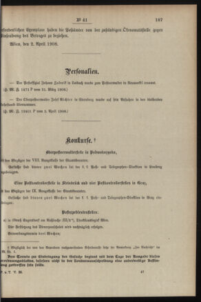 Post- und Telegraphen-Verordnungsblatt für das Verwaltungsgebiet des K.-K. Handelsministeriums 19080406 Seite: 5