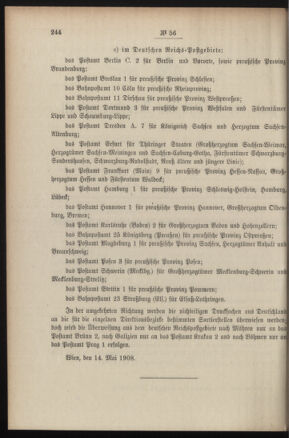 Post- und Telegraphen-Verordnungsblatt für das Verwaltungsgebiet des K.-K. Handelsministeriums 19080520 Seite: 2