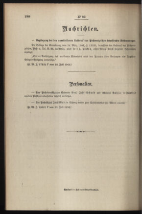 Post- und Telegraphen-Verordnungsblatt für das Verwaltungsgebiet des K.-K. Handelsministeriums 19080725 Seite: 2