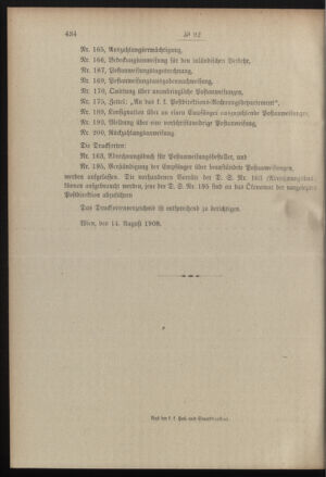 Post- und Telegraphen-Verordnungsblatt für das Verwaltungsgebiet des K.-K. Handelsministeriums 19080819 Seite: 10