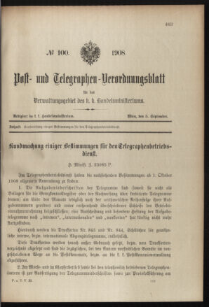 Post- und Telegraphen-Verordnungsblatt für das Verwaltungsgebiet des K.-K. Handelsministeriums 19080905 Seite: 5