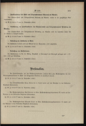 Post- und Telegraphen-Verordnungsblatt für das Verwaltungsgebiet des K.-K. Handelsministeriums 19080926 Seite: 3