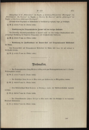 Post- und Telegraphen-Verordnungsblatt für das Verwaltungsgebiet des K.-K. Handelsministeriums 19081031 Seite: 3