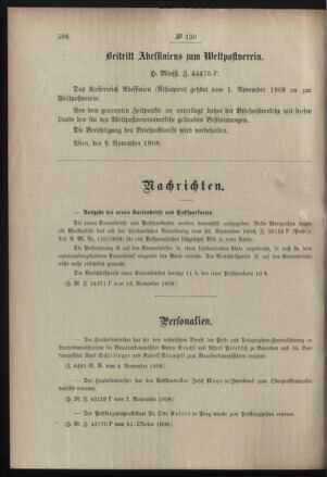 Post- und Telegraphen-Verordnungsblatt für das Verwaltungsgebiet des K.-K. Handelsministeriums 19081117 Seite: 2