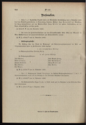 Post- und Telegraphen-Verordnungsblatt für das Verwaltungsgebiet des K.-K. Handelsministeriums 19081210 Seite: 4