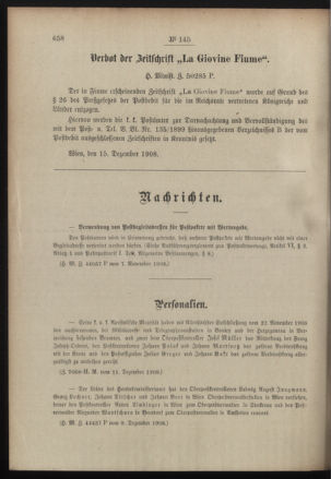 Post- und Telegraphen-Verordnungsblatt für das Verwaltungsgebiet des K.-K. Handelsministeriums 19081217 Seite: 2