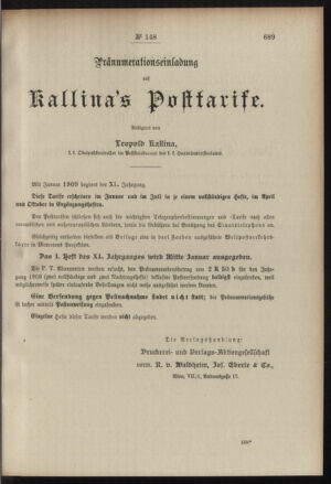 Post- und Telegraphen-Verordnungsblatt für das Verwaltungsgebiet des K.-K. Handelsministeriums 19081231 Seite: 11