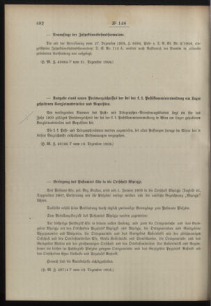 Post- und Telegraphen-Verordnungsblatt für das Verwaltungsgebiet des K.-K. Handelsministeriums 19081231 Seite: 4