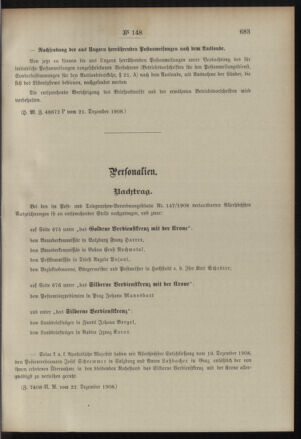 Post- und Telegraphen-Verordnungsblatt für das Verwaltungsgebiet des K.-K. Handelsministeriums 19081231 Seite: 5