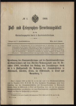 Post- und Telegraphen-Verordnungsblatt für das Verwaltungsgebiet des K.-K. Handelsministeriums