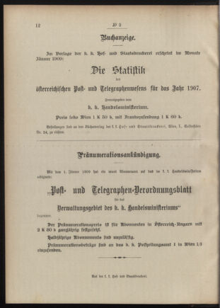 Post- und Telegraphen-Verordnungsblatt für das Verwaltungsgebiet des K.-K. Handelsministeriums 19090108 Seite: 4