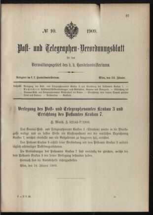 Post- und Telegraphen-Verordnungsblatt für das Verwaltungsgebiet des K.-K. Handelsministeriums