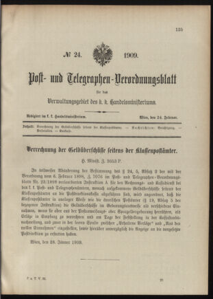 Post- und Telegraphen-Verordnungsblatt für das Verwaltungsgebiet des K.-K. Handelsministeriums