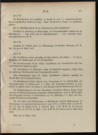 Post- und Telegraphen-Verordnungsblatt für das Verwaltungsgebiet des K.-K. Handelsministeriums 19090319 Seite: 5