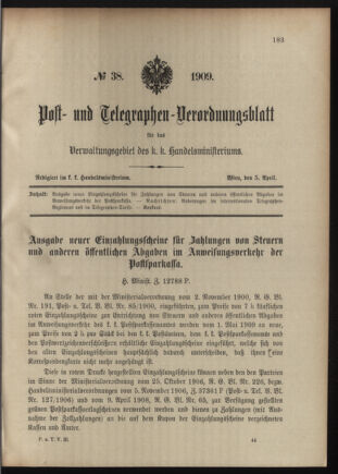 Post- und Telegraphen-Verordnungsblatt für das Verwaltungsgebiet des K.-K. Handelsministeriums