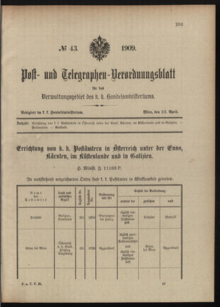 Post- und Telegraphen-Verordnungsblatt für das Verwaltungsgebiet des K.-K. Handelsministeriums