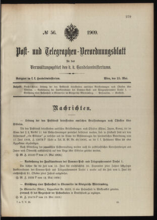 Post- und Telegraphen-Verordnungsblatt für das Verwaltungsgebiet des K.-K. Handelsministeriums