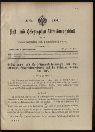 Post- und Telegraphen-Verordnungsblatt für das Verwaltungsgebiet des K.-K. Handelsministeriums