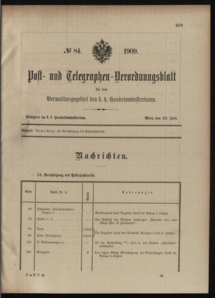 Post- und Telegraphen-Verordnungsblatt für das Verwaltungsgebiet des K.-K. Handelsministeriums