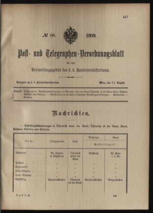 Post- und Telegraphen-Verordnungsblatt für das Verwaltungsgebiet des K.-K. Handelsministeriums