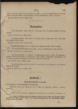 Post- und Telegraphen-Verordnungsblatt für das Verwaltungsgebiet des K.-K. Handelsministeriums 19090831 Seite: 3