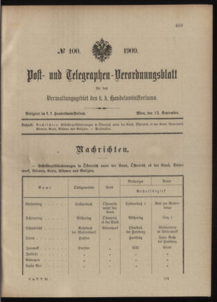 Post- und Telegraphen-Verordnungsblatt für das Verwaltungsgebiet des K.-K. Handelsministeriums