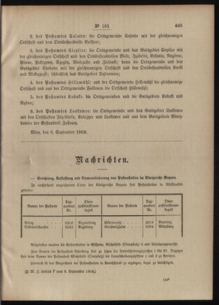 Post- und Telegraphen-Verordnungsblatt für das Verwaltungsgebiet des K.-K. Handelsministeriums 19090916 Seite: 3