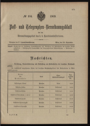 Post- und Telegraphen-Verordnungsblatt für das Verwaltungsgebiet des K.-K. Handelsministeriums