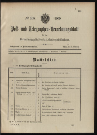 Post- und Telegraphen-Verordnungsblatt für das Verwaltungsgebiet des K.-K. Handelsministeriums