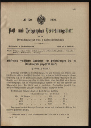 Post- und Telegraphen-Verordnungsblatt für das Verwaltungsgebiet des K.-K. Handelsministeriums