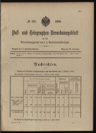 Post- und Telegraphen-Verordnungsblatt für das Verwaltungsgebiet des K.-K. Handelsministeriums